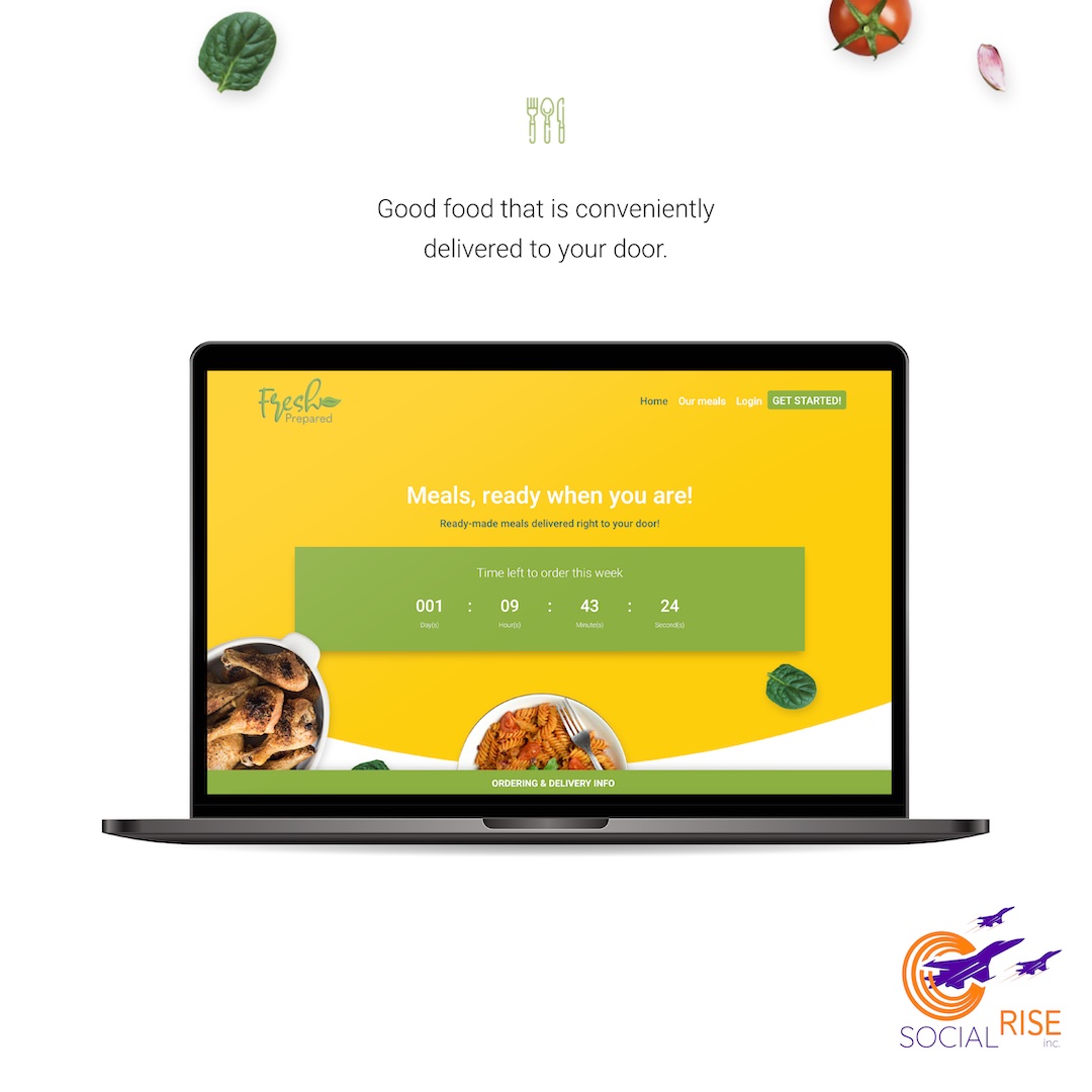 Green and yellow website design for food business